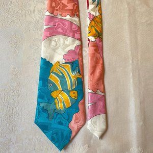 RARE Giober fish animal pattern tie 100% silk